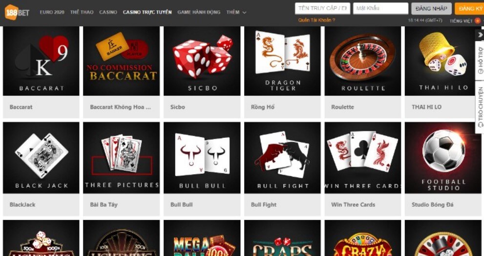 Ưu điểm trang web casino online uy tín 188bet